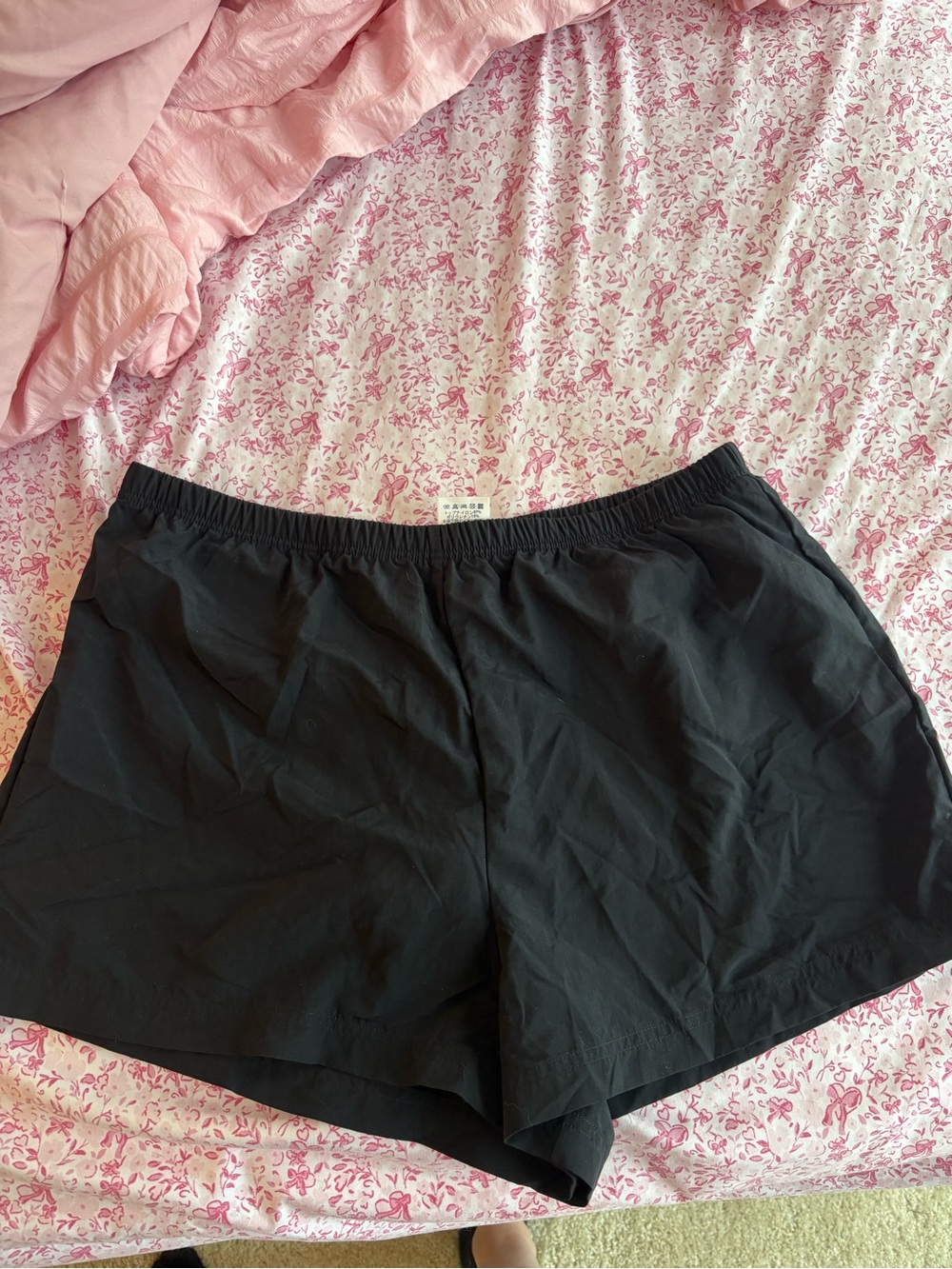 LANDS' END WOMENS BLACK ELASTIC WAIST SWIM SHORTS SZ 16